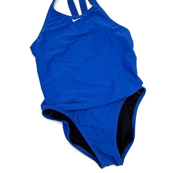 Nike Women's Blue Fastback One Piece Swimwear Size 12 / 38 - Picture 1 of 5